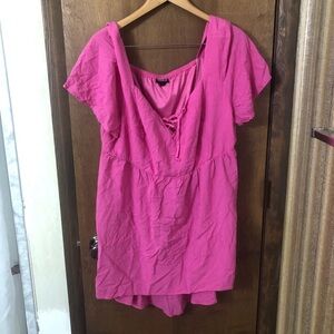 Torrid 2 (2X) Babydoll Challis Lace Up Hi Low Top